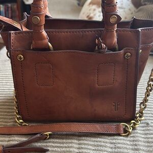 Frye Brown Crossbody Bag with Structured Design and Brass Hardware